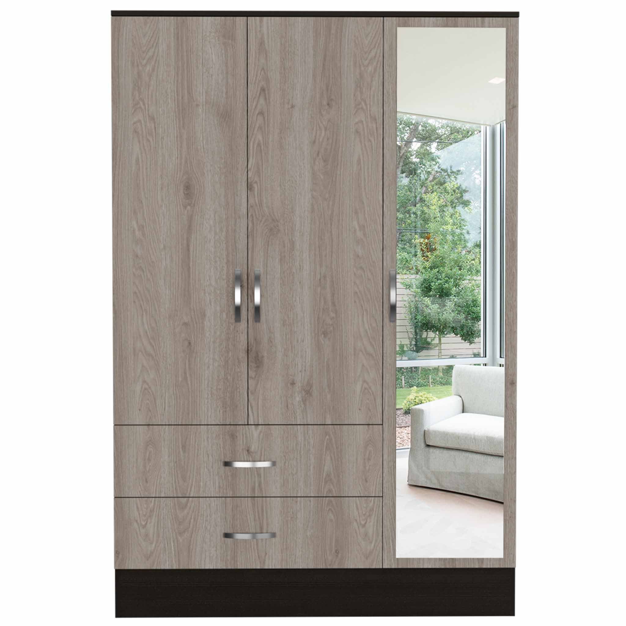 Depot Light Gray Mirrored Armoire